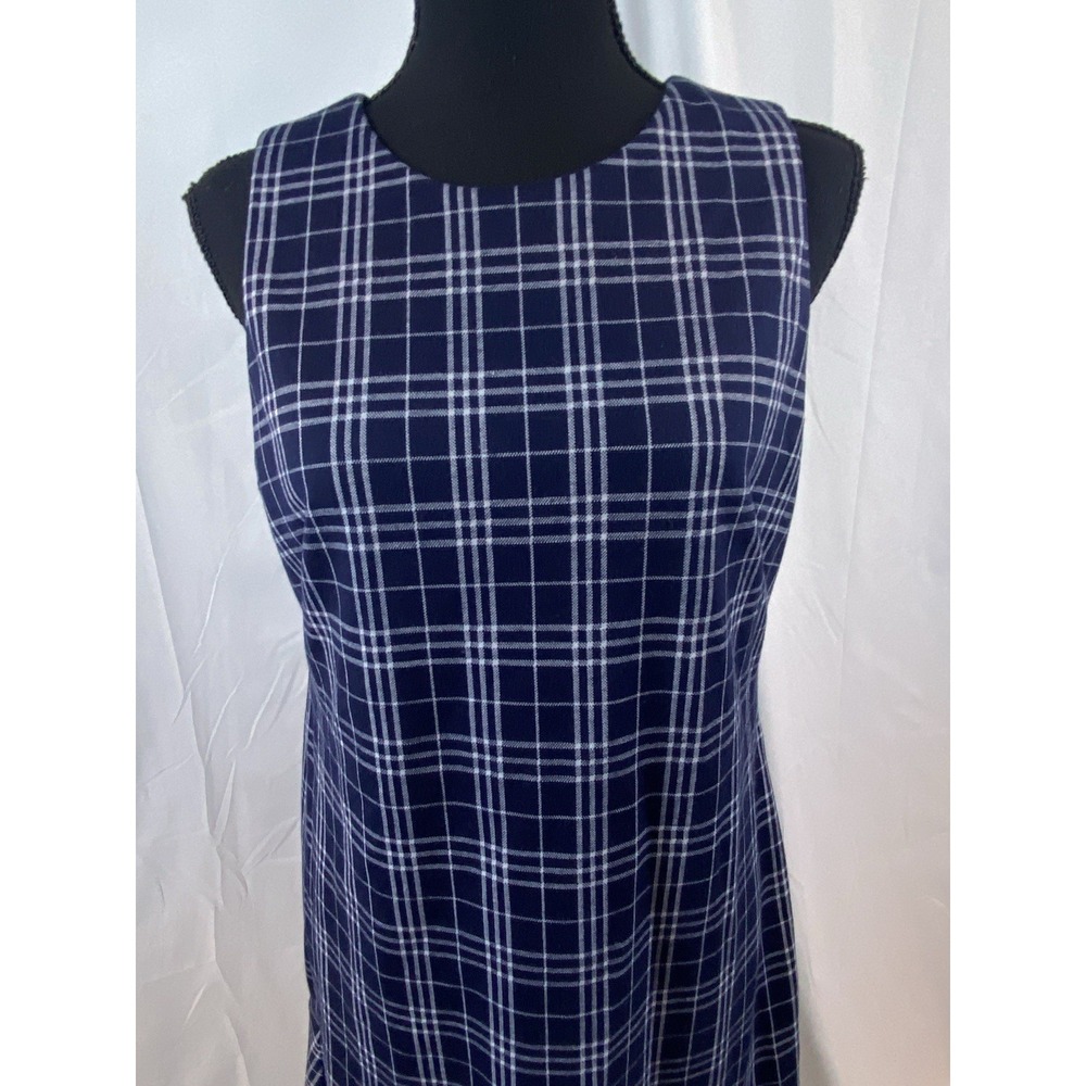 1901 Women's Size 12 Navy Blue Plaid Sleeveless Sheath Dress - Picture 7 of 10